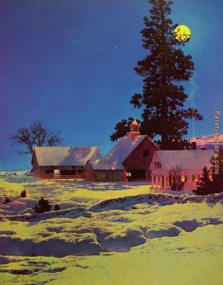 Maxfield Parrish Moonlit Night_ Winter